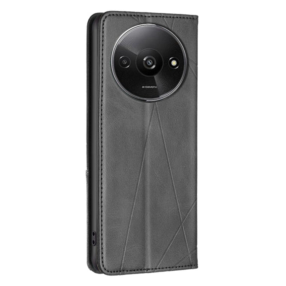 For Xiaomi Redmi A3 Rhombus Texture Magnetic Leather Phone Case(Black)