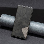For Xiaomi Poco M6 Pro 4G Rhombus Texture Magnetic Leather Phone Case(Black)