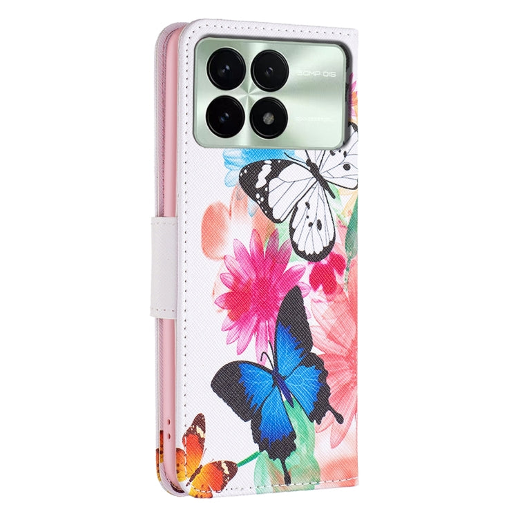 For Xiaomi Redmi K70 / K70 Pro Colored Drawing Pattern Leather Phone Case(Butterflies)