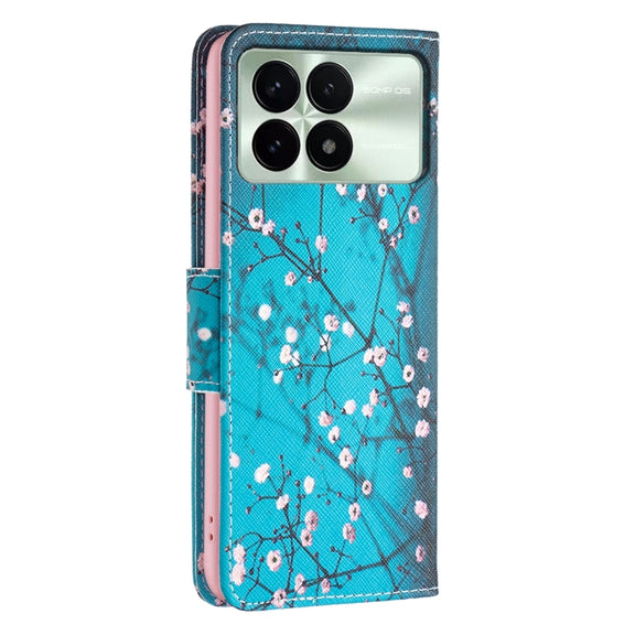 For Xiaomi Redmi K70 / K70 Pro Colored Drawing Pattern Leather Phone Case(Plum Blossom)