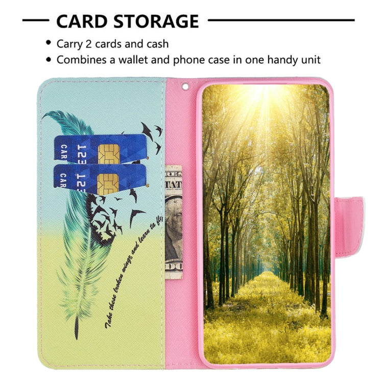 For Xiaomi Redmi K70 / K70 Pro Colored Drawing Pattern Leather Phone Case(Feather)