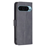 For Google Pixel 9 Magnetic Buckle Rhombus Texture Leather Phone Case(Black)