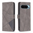For Google Pixel 9 Magnetic Buckle Rhombus Texture Leather Phone Case(Grey) - Google Cases by PMC TechLife | Online Shopping South Africa | PMC TechLife | Buy Now Pay Later Mobicred