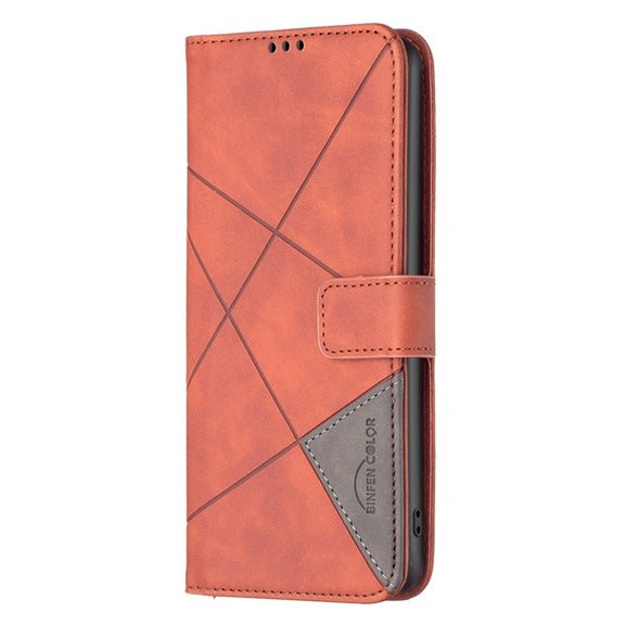 For Google Pixel 9 Magnetic Buckle Rhombus Texture Leather Phone Case(Brown)