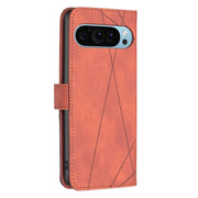 For Google Pixel 9 Magnetic Buckle Rhombus Texture Leather Phone Case(Brown)