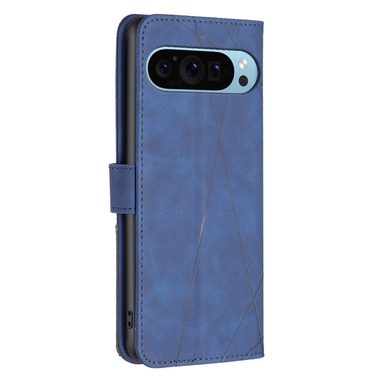 For Google Pixel 9 Magnetic Buckle Rhombus Texture Leather Phone Case(Blue)
