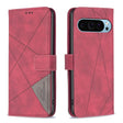 For Google Pixel 9 Magnetic Buckle Rhombus Texture Leather Phone Case(Red) - Google Cases by PMC TechLife | Online Shopping South Africa | PMC TechLife | Buy Now Pay Later Mobicred