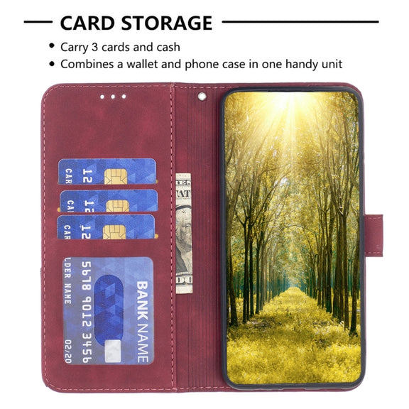 For Google Pixel 9 Magnetic Buckle Rhombus Texture Leather Phone Case(Red)