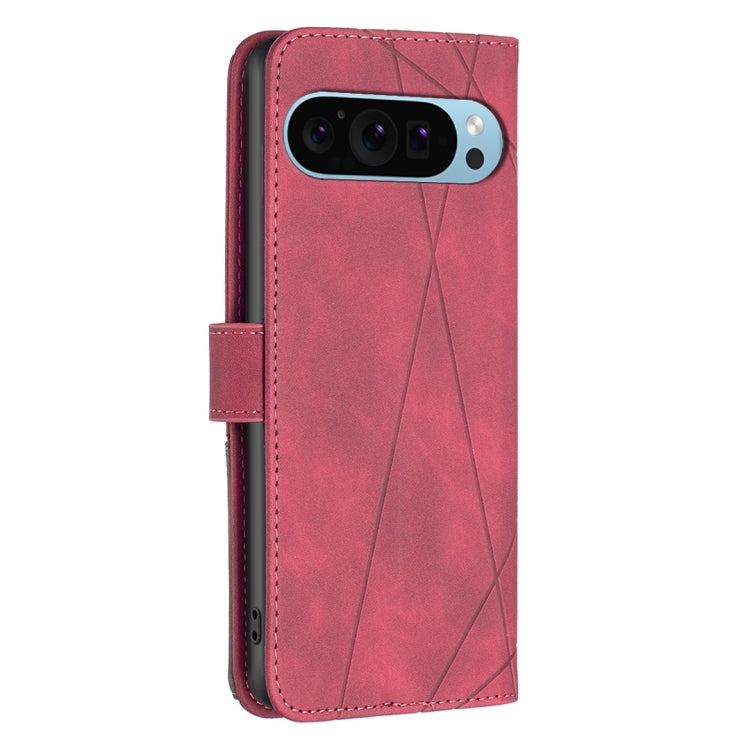 For Google Pixel 9 Pro Magnetic Buckle Rhombus Texture Leather Phone Case(Red)