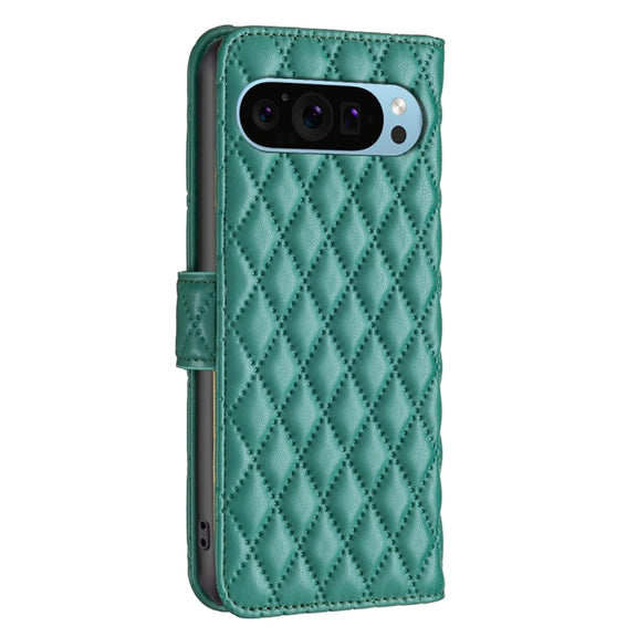 For Google Pixel 9 Diamond Lattice Wallet Leather Flip Phone Case(Green)