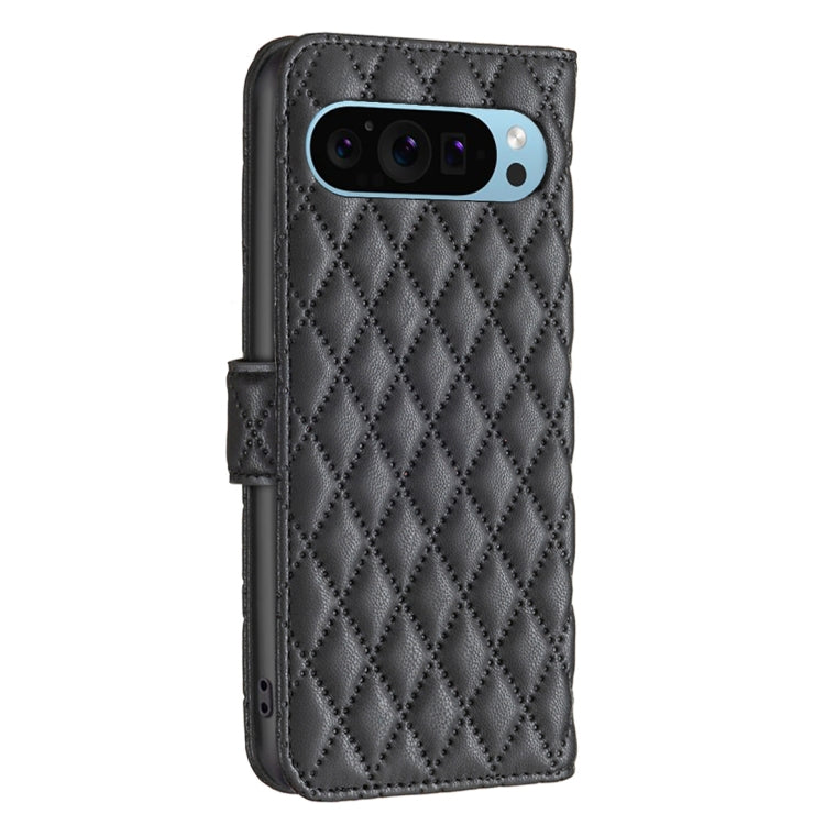 For Google Pixel 9 Pro Diamond Lattice Wallet Leather Flip Phone Case(Black)