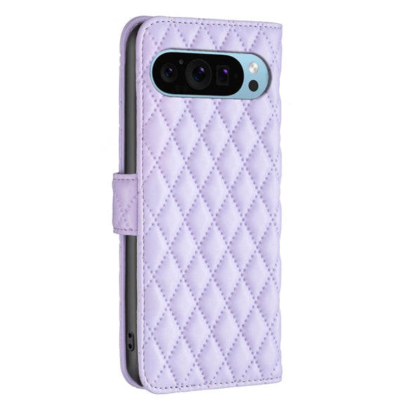 For Google Pixel 9 Pro Diamond Lattice Wallet Leather Flip Phone Case(Purple)