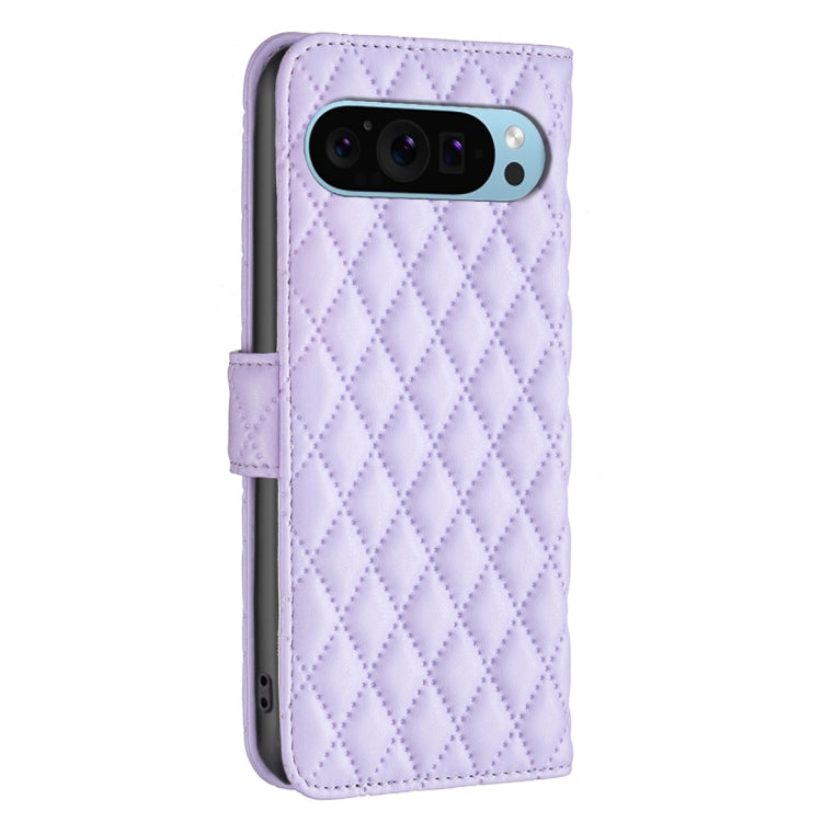 For Google Pixel 9 Pro Diamond Lattice Wallet Leather Flip Phone Case(Purple)