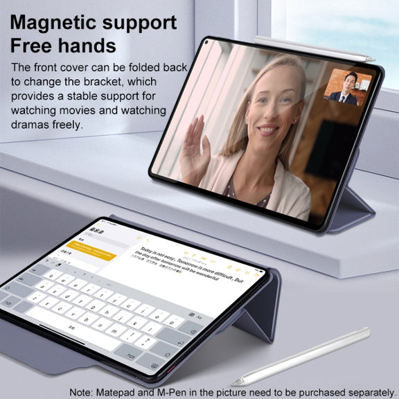 For Huawei Matepad 11 2021 3-fold Double-sided Clip Buckle Magnetic Smart Tablet Case(Lavender)