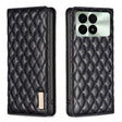 For Xiaomi Redmi K70 / K70 Pro Diamond Lattice Magnetic Leather Flip Phone Case(Black) - Xiaomi Cases by PMC Jewellery | Online Shopping South Africa | PMC Jewellery | Buy Now Pay Later Mobicred