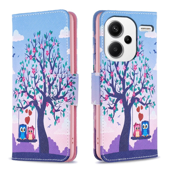 For Xiaomi Redmi Note 13 Pro+ 5G Colored Drawing Pattern Leather Phone Case(Owl)