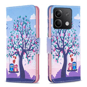 For Xiaomi Redmi Note 13 4G Global Colored Drawing Pattern Leather Phone Case(Owl)