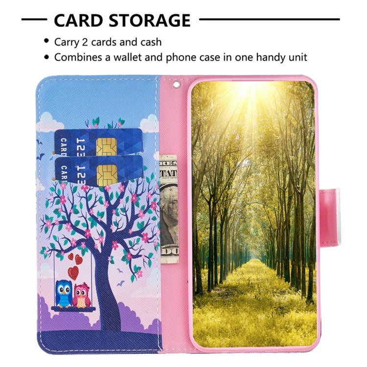 For Xiaomi Redmi Note 13 4G Global Colored Drawing Pattern Leather Phone Case(Owl)