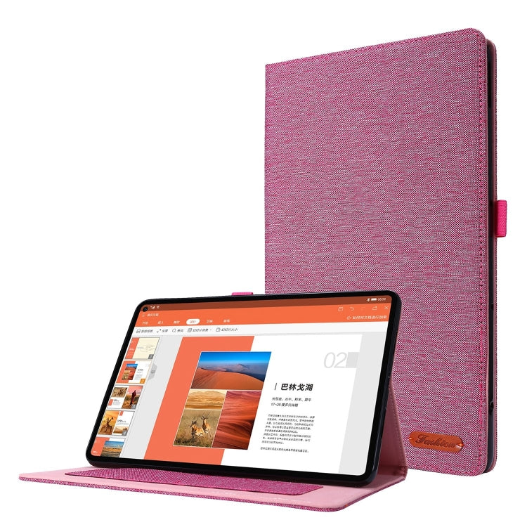 For Huawei MatePad SE 11 2024 Fabric Leather Tablet Case(Rose Red)