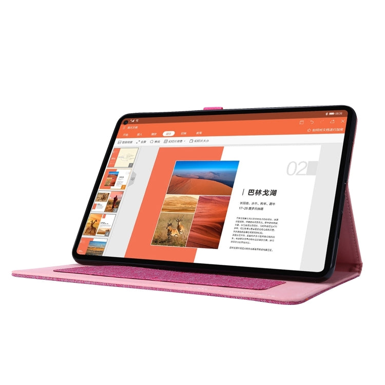 For Huawei MatePad SE 11 2024 Fabric Leather Tablet Case(Rose Red)