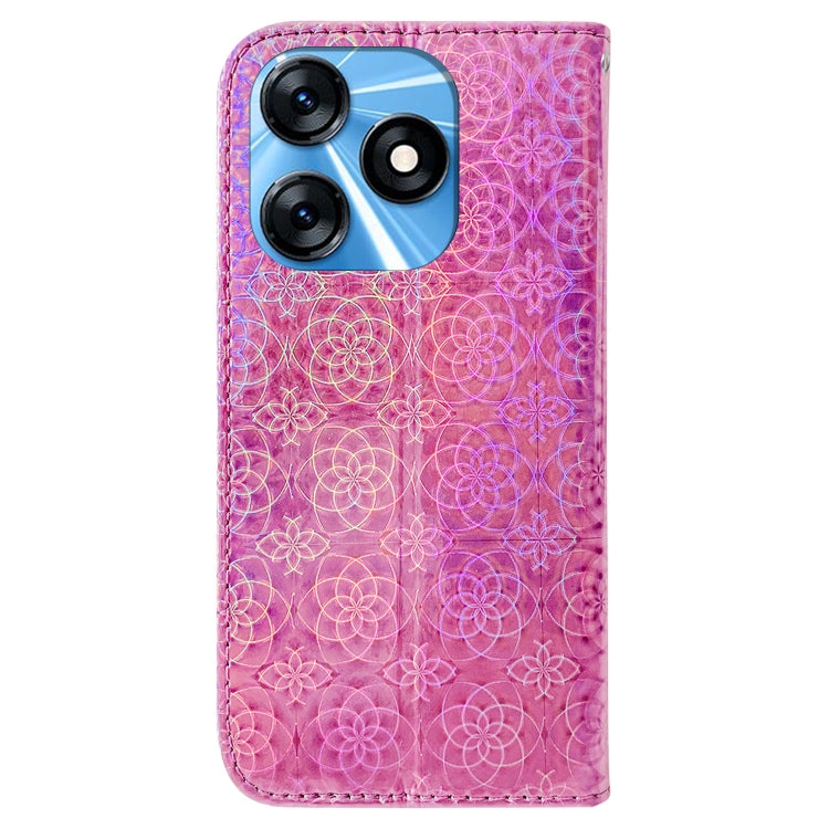 For Tecno Spark 10 / Spark 10C Colorful Magnetic Buckle Leather Phone Case(Pink)