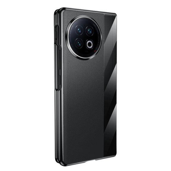 For vivo X Fold2 Electroplating Ultrathin Shockproof Leather Fold Protective Phone Case(Black)