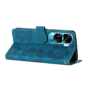 For Honor 90 Lite Flower Embossing Pattern Leather Phone Case(Blue)