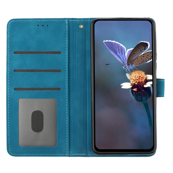 For Huawei P40 lite Flower Embossing Pattern Leather Phone Case(Blue)
