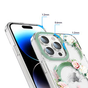 For iPhone 14 MagSafe Magnetic TPU Phone Case(White Pink Rose)