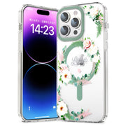 For iPhone 13 Pro Max MagSafe Magnetic TPU Phone Case(White Pink Rose)