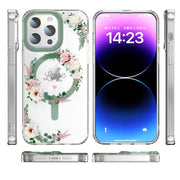 For iPhone 12 Pro MagSafe Magnetic TPU Phone Case(White Pink Rose)