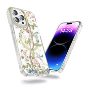 For iPhone 15 Plus MagSafe Magnetic TPU Phone Case(Blue Hydrangea Ball)