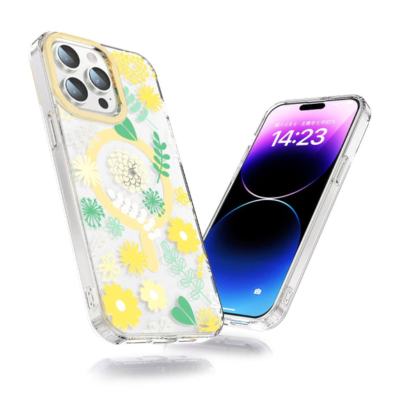 For iPhone 15 MagSafe Magnetic TPU Phone Case(Yellow Chrysanthemum)