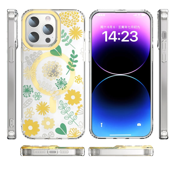 For iPhone 15 MagSafe Magnetic TPU Phone Case(Yellow Chrysanthemum)