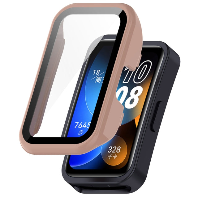 For Huawei Band 10 / 9 / 8 PC + Tempered Film Integrated Protective Watch Case(Pink)