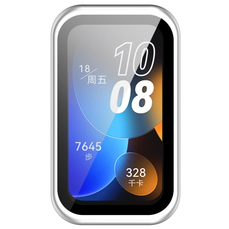 For Huawei Band 9 / 8 PC + Tempered Film Integrated Protective Watch Case(Matte Silver)