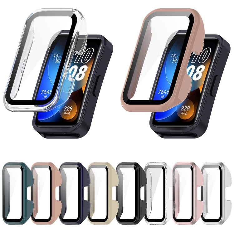 For Huawei Band 9 / 8 PC + Tempered Film Integrated Protective Watch Case(Matte Silver)