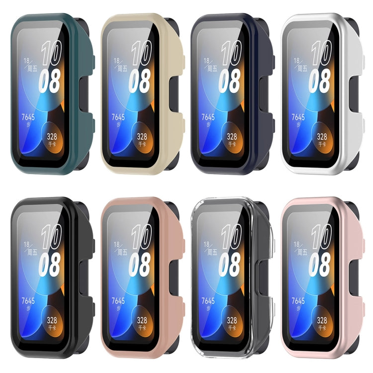 For Huawei Band 9 / 8 PC + Tempered Film Integrated Protective Watch Case(Matte Silver)