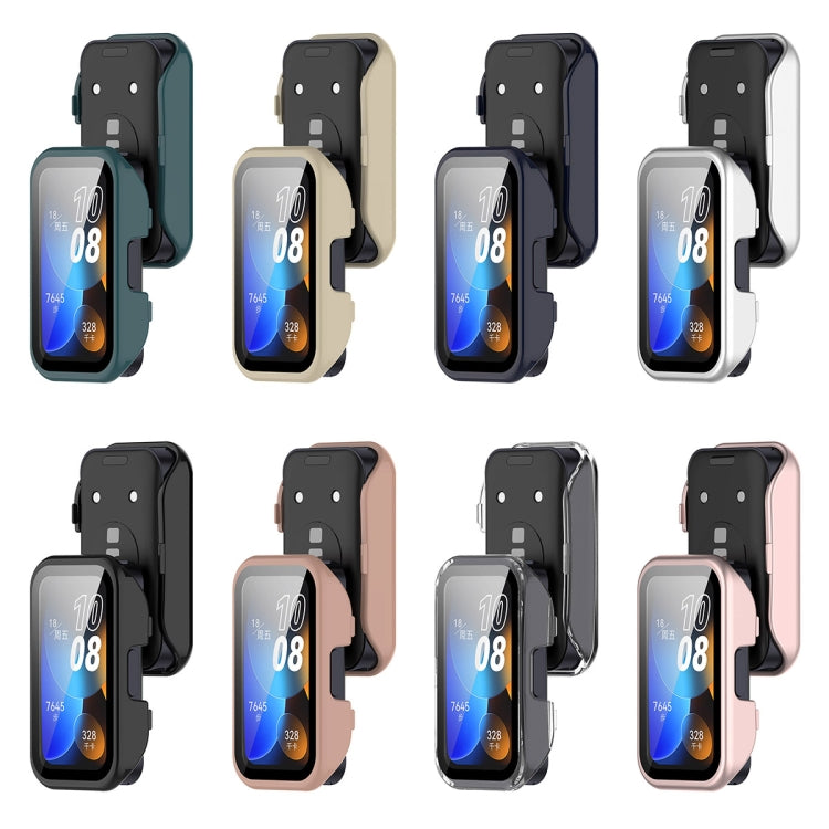 For Huawei Band 9 / 8 PC + Tempered Film Integrated Protective Watch Case(Matte Silver)