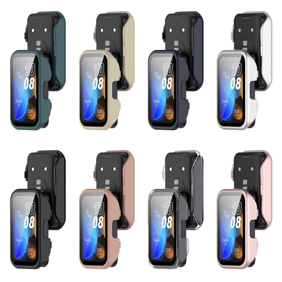 For Huawei Band 9 / 8 PC + Tempered Film Integrated Protective Watch Case(Matte Silver)