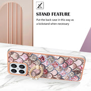 For Honor X8 4G Electroplating IMD TPU Phone Case with Ring(Pink Scales)