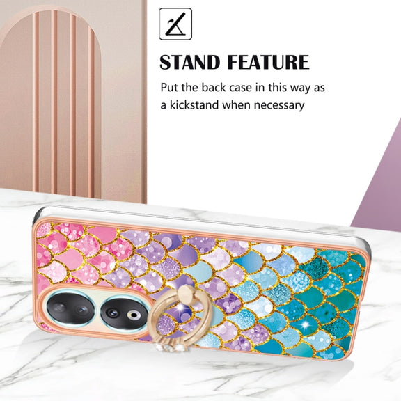 For Honor 90 5G Electroplating IMD TPU Phone Case with Ring(Colorful Scales)