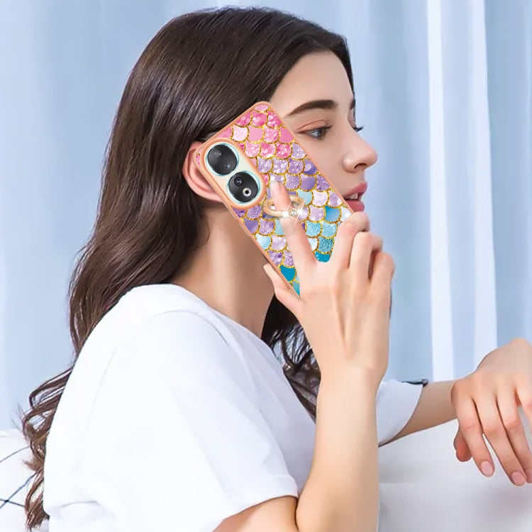For Honor 90 5G Electroplating IMD TPU Phone Case with Ring(Colorful Scales)