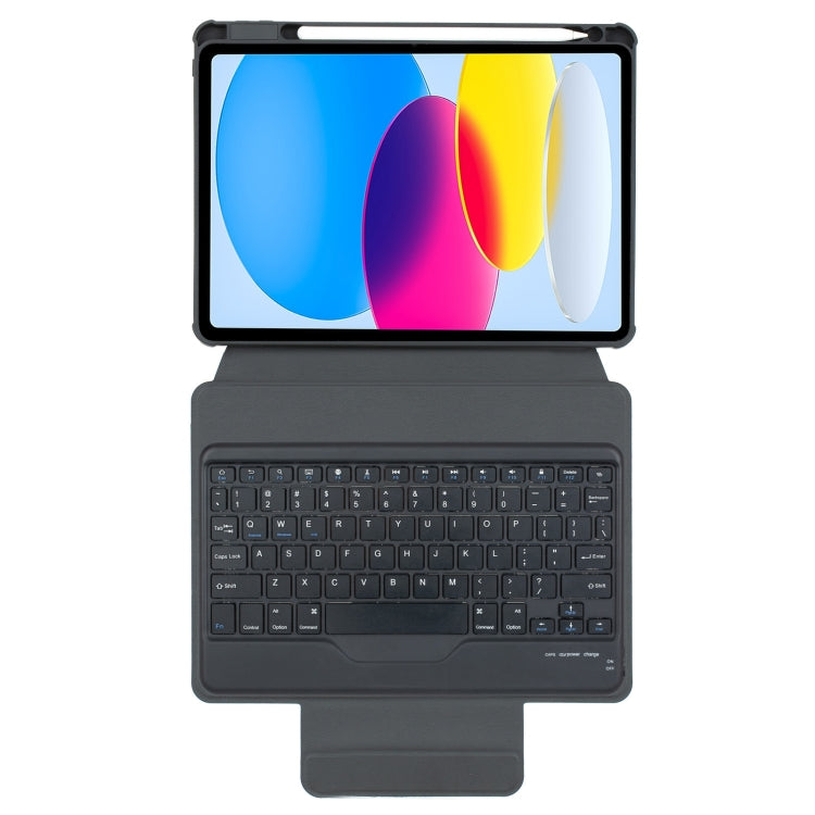 For iPad 10th Gen 10.9 2022 F10B 360 Rotation Acrylic Transparent Bluetooth Keyboard Leather Case(Black)