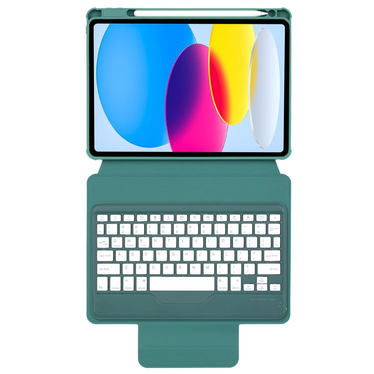 For iPad 10th Gen 10.9 2022 F10B 360 Rotation Acrylic Transparent Bluetooth Keyboard Leather Case(Green)