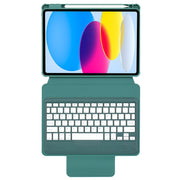 For iPad 10th Gen 10.9 2022 F10B 360 Rotation Acrylic Transparent Bluetooth Keyboard Leather Case(Green)