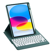 For iPad 10th Gen 10.9 2022 F10B 360 Rotation Acrylic Transparent Bluetooth Keyboard Leather Case(Green)