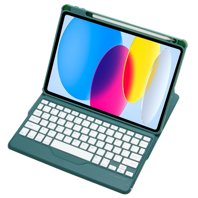 For iPad 10th Gen 10.9 2022 F10B 360 Rotation Acrylic Transparent Bluetooth Keyboard Leather Case(Green)