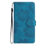 For OPPO Find X5 Flower Embossing Pattern Leather Phone Case(Blue)
