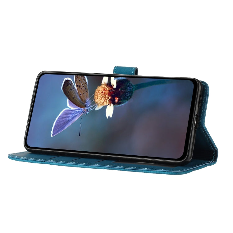 For OPPO Find X5 Flower Embossing Pattern Leather Phone Case(Blue)